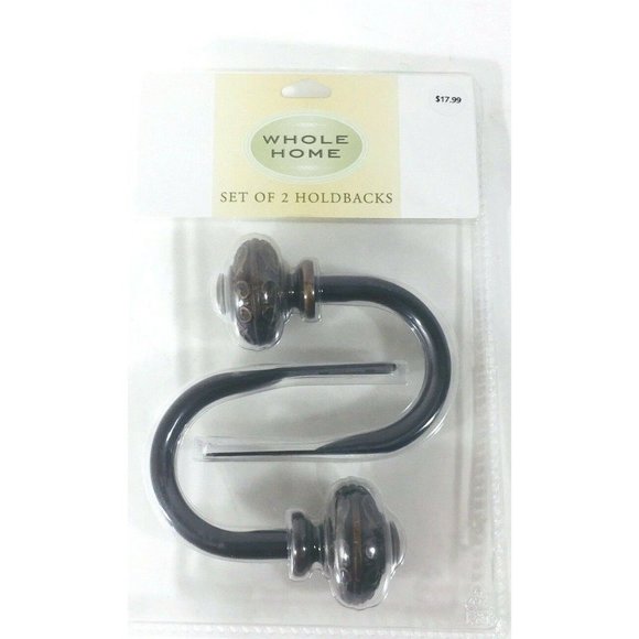 Whole House Curtain Hold Backs Scarf Holder Vintage Brown SET OF 2 NEW - Picture 2 of 5